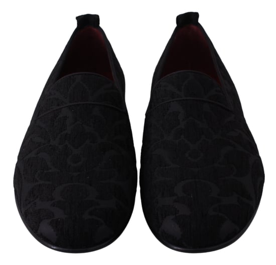 Dolce & Gabbana Schwarze Jacquard Ballerinas Hausschuhe Loafers Schuhe - Image 2
