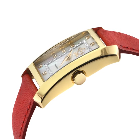 GV2 Womens Luino Diamant Weiß MOP Zifferblatt, Schweizer Quarz Echtes Italienisches Leder Rot Uhr - Image 4