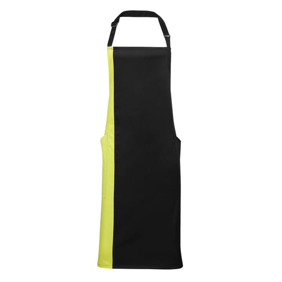Premier Unisex Contrast Bib Apron (Pack of 2) (Black/ Lime)