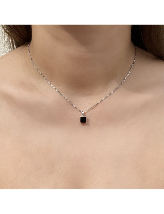 Einfaches quadratisches Handschellen-Set - Silber und schwarzes Kristall - Image 6