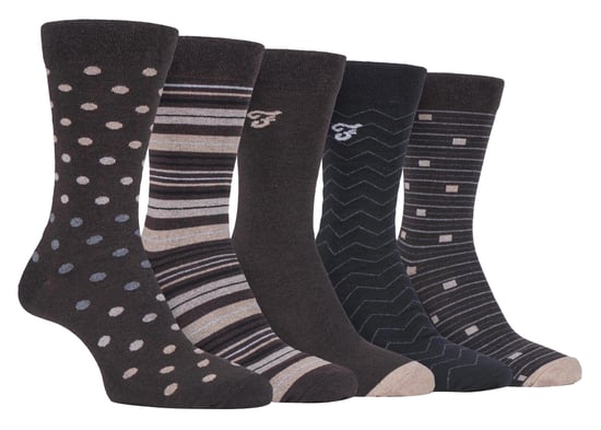 Farah - 5er-Pack Herren dünne atmungsaktive klassische Polka Dot gemusterte weiche Top Baumwolle Kleid Socken - FCS273BRNGRY (Polka Dot) - Image 1