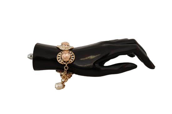 Dolce & Gabbana Women's Gold Brass Chain Champagne Crystal Statement Charms Bracelet