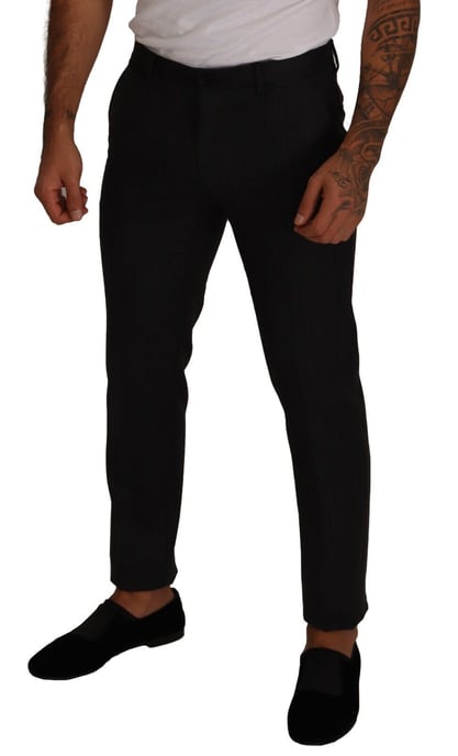 Dolce & Gabbana Herren Graue Karomuster Woll-Hosenanzughose - Image 3