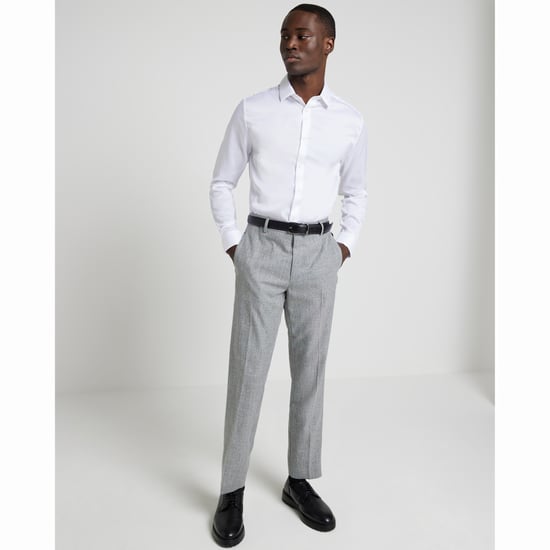 River Island Mens Shirt White Slim Fit Easy Iron
