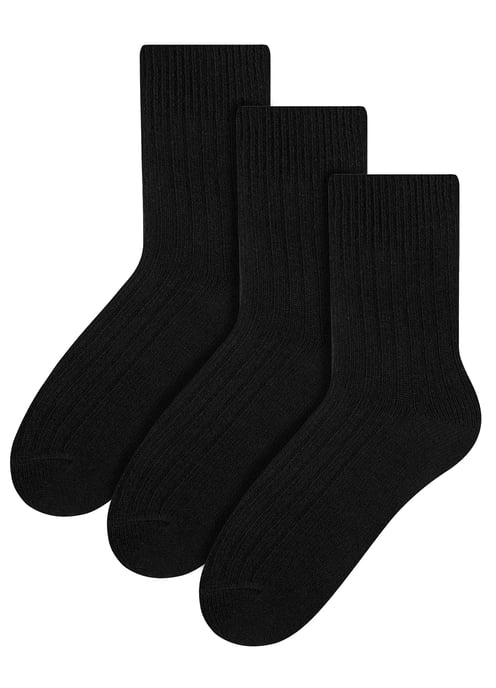 3 Paar Wollsocken für Damen | Steven | Atmungsaktive gepolsterte Damensocken Schwarz - Image 1