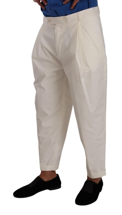 Dolce & Gabbana Weiße Baumwoll-Stretch-Hose mit Logo-Details - Image 2
