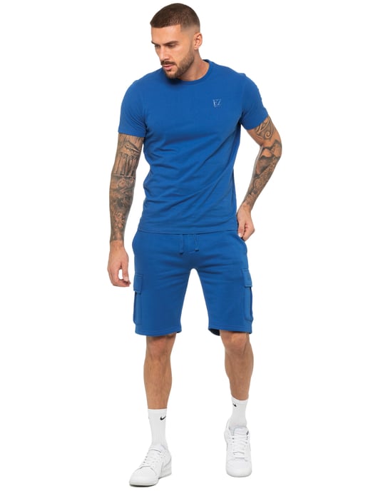 Enzo | Herren T-Shirt Trainingsanzug mit Shorts Set - Blau - Image 2