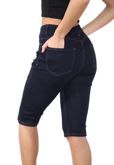 MYT Womens Magic Shaping hoch taillierte Denim-Shorts Indigo - Image 4