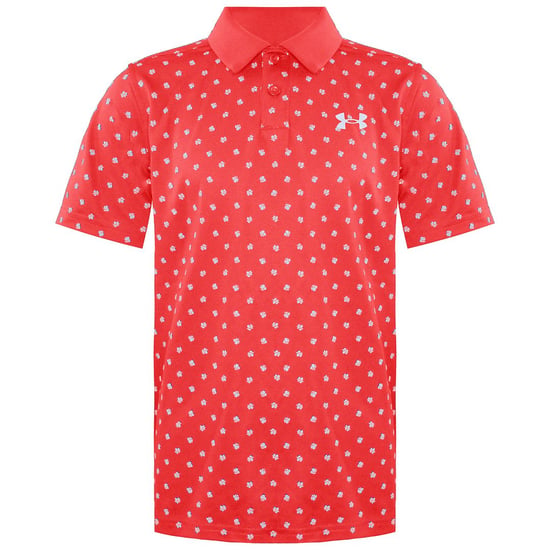 Under Armour Short Sleeve Collared Red/White Kids Poppy Polo Shirt 1364426 690
