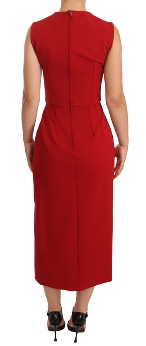 Dolce & Gabbana Damen Rote Sweetheart Ärmelloses Midi Stretch Kleid - Image 3