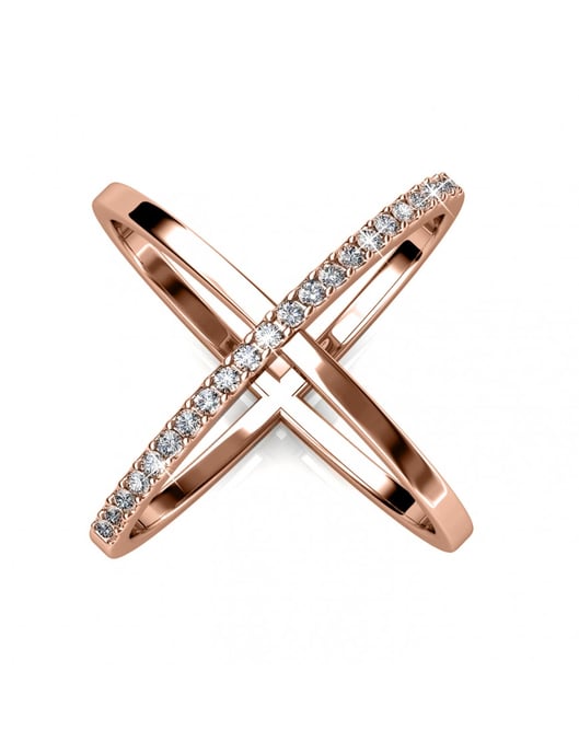 X Duo Ring - Roségold und Kristall - Image 1