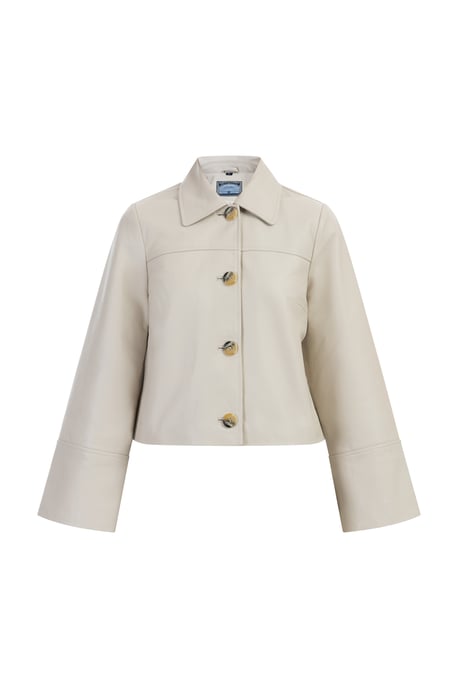 Dreimaster Lederjacke Damen Wollweiß - Image 1