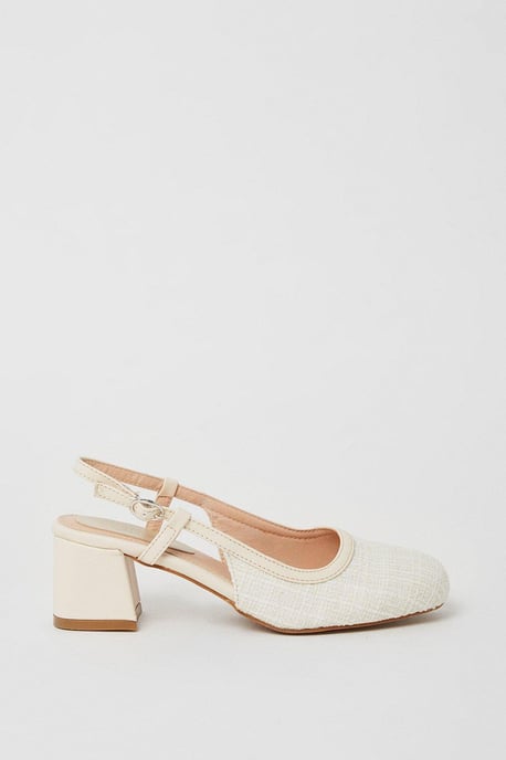 Vara Textile Block Heel Slingback Court Shoes