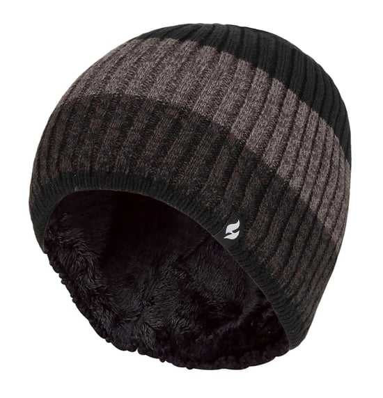 Herren Fleece gefüttert gestreifte Wintermütze | Wärmehalter | hohe Leistung weich isoliert Thermomütze - schwarz - Image 1