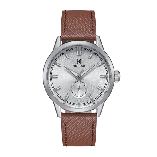 Heritor Automatic Argento Leather-Band Watch