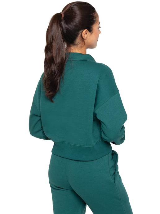 Enzo | Womens Hälfte Zip Sweatshirt - Waldgrün - Image 2
