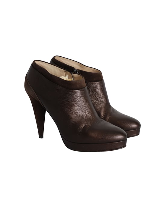 Prada Stiefeletten mit Wildlederbesatz aus braunem Leder - Image 3