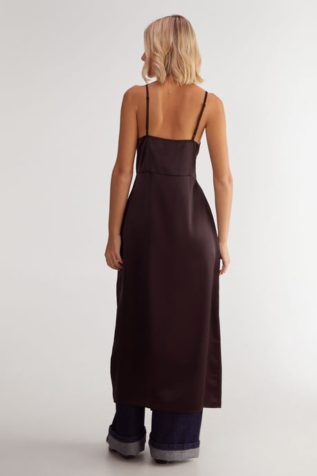Satin Asymmetric Tie Maxi Top