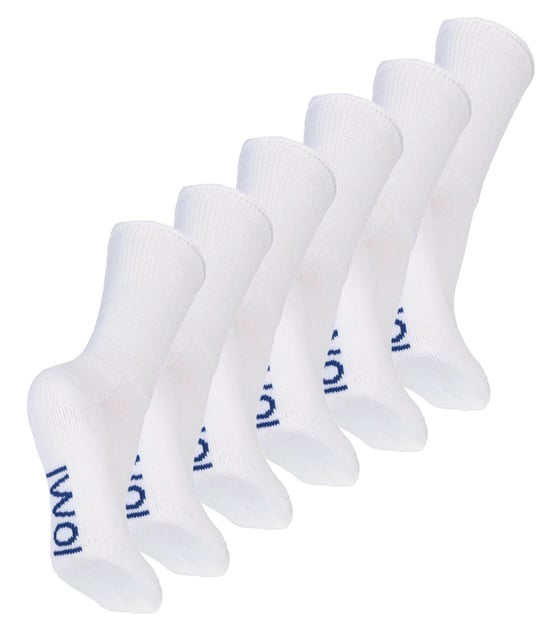 6 Paar Multipack Kinder Baumwolle diabetischen Socken mit sanften Griff | IOMI | Extra breite nahtlose nicht elastische Socken für geschwollene Füße - weiß - Image 1