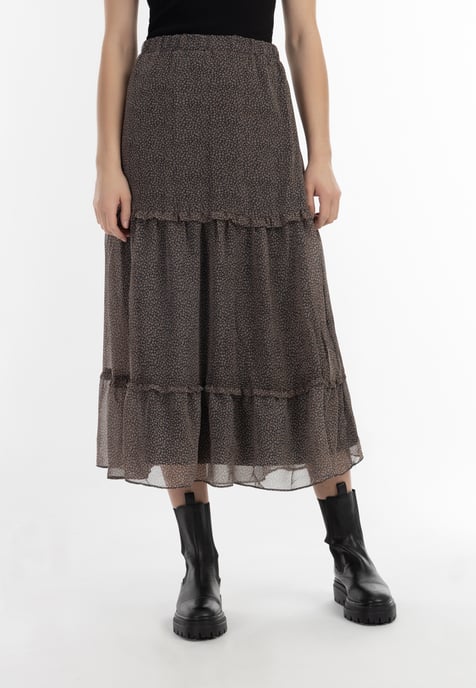 Dreimaster Maxirock Damen Schwarz Wollweiss - Image 3