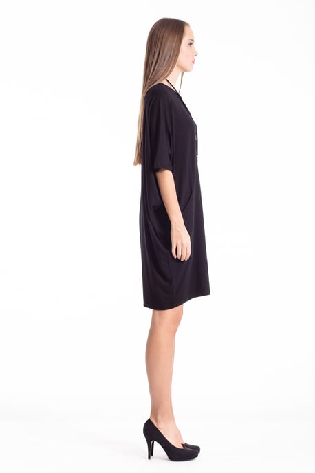 Batwing Sack Jersey Dress with Pockets In Sustainable Fabric