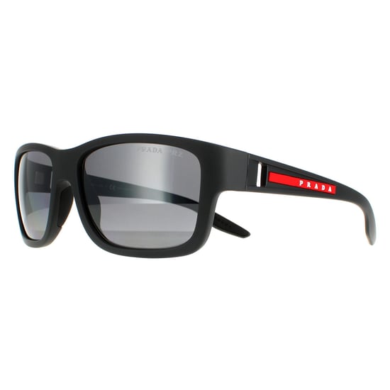 Prada Sport Rectangle Mens Grey Rubber Dark Grey Silver Mirror Polarized PS01WS
