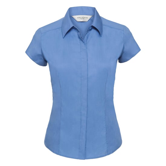 Russell Collection Easy Care Fitted Poplin Bluse, kurzarm (Business-Blau) - Image 1