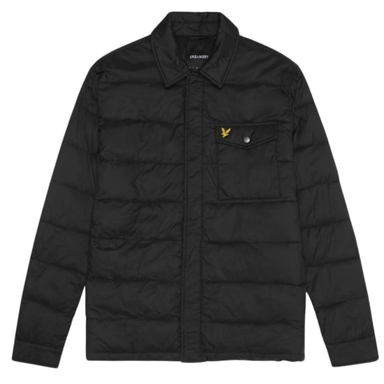 Tiefschwarze Jacke mit wattiertem Kragen und Lyle & Scott-Logo - Image 1
