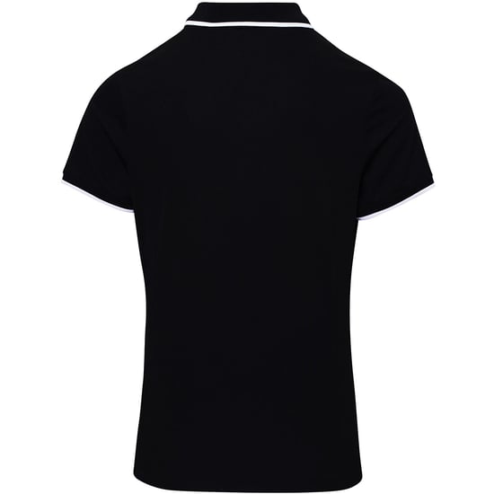Premier Womens/Ladies Contrast Coolchecker Polo Shirt (Schwarz/Weiß) - Image 2