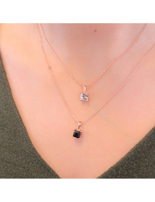 Einfacher quadratischer Anhänger - Rose Gold und Schwarz - Image 6