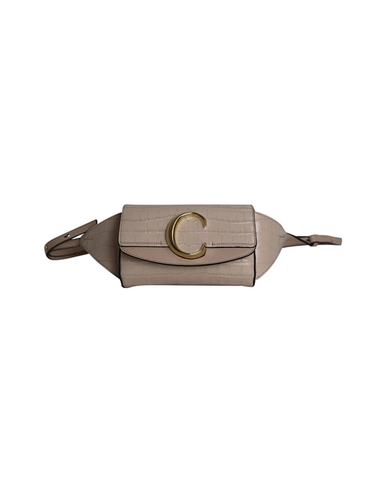 Chloe C Gürteltasche aus hellrosa Krokoleder mit Prägung - Image 1