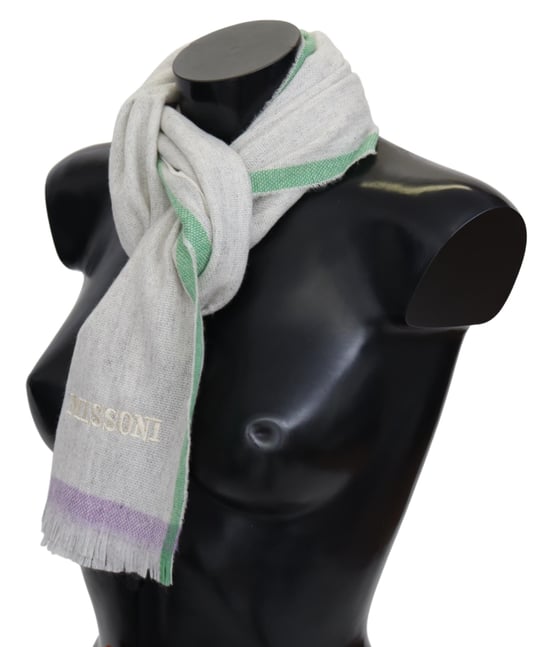 Echarpe unisexe beige 100% cachemire pour hommes Missoni - Image 2