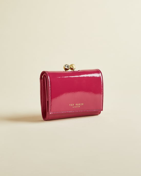 Ted Baker Emeey Patent Leather Mini Bobble Clasp Purse, Deep Pink