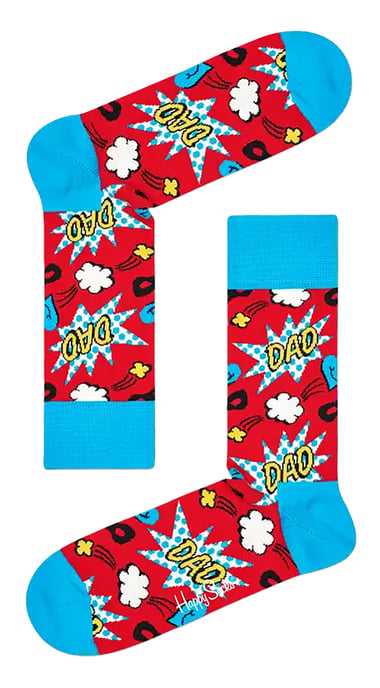 Neuheit Väter Socken | Glückliche Socken | Lustige rote blaue Socken mit verstärktem Fersen- und Zehenbereich | Vatertagsgeschenk - Rot - Image 2