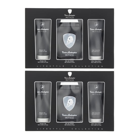 Lamborghini Mitico Eau De Toilette 125ml, Shower Gel + Aftershave Balm Set x 2