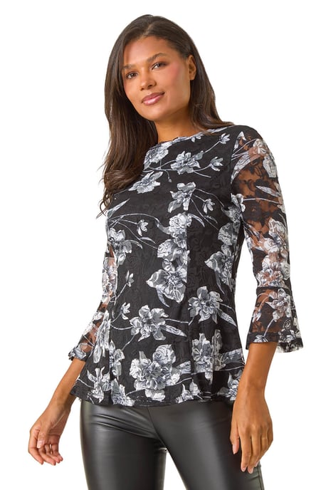 Floral Lace Stretch Top - Image 1