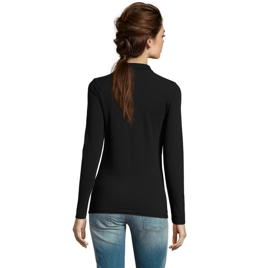 SOLS Womens/Ladies Perfect Langarm-Piqué-Poloshirt (Schwarz) - Image 3