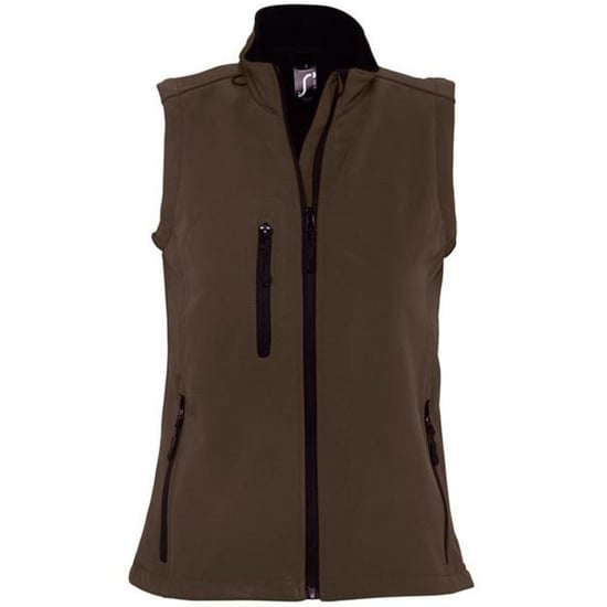 SOLS Womens/Ladies Rallye Soft Shell Bodywarmer Jacke (Dark Chocolate) - Image 1