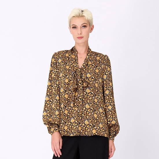 Bluse mit Ascot-Krawatte und Art-Deco-Print - Image 2