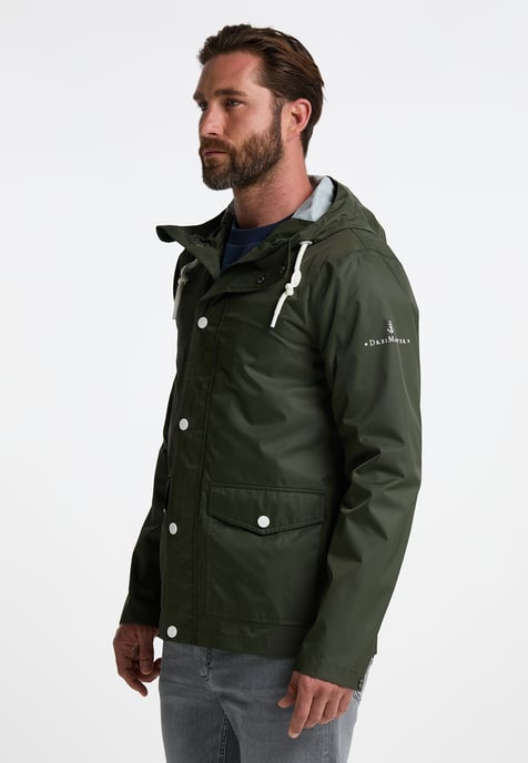 Dreimaster Regenjacke mit einem dezenten Print auf der Oberstoffrückseite Herren Dunkeloliv - Image 2