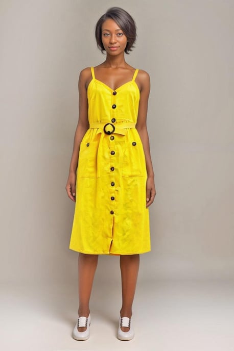 Button Through Sleeveless Belted Maxi Dress