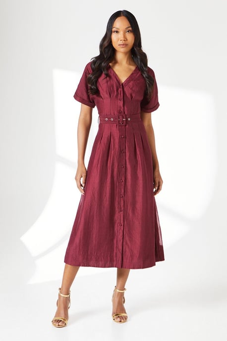 Belted Organza Shirt Dress - Image 1