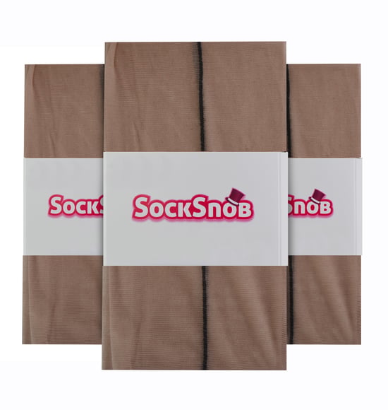 Sock Snob Damen Vintage Nahtstrumpfhose | 3 Paar Multipack | 40 Denier kniehohe, ultraglänzende Strumpfhose mit Line-Up auf der Rückseite, Hautfarben/Schwarz - Image 2