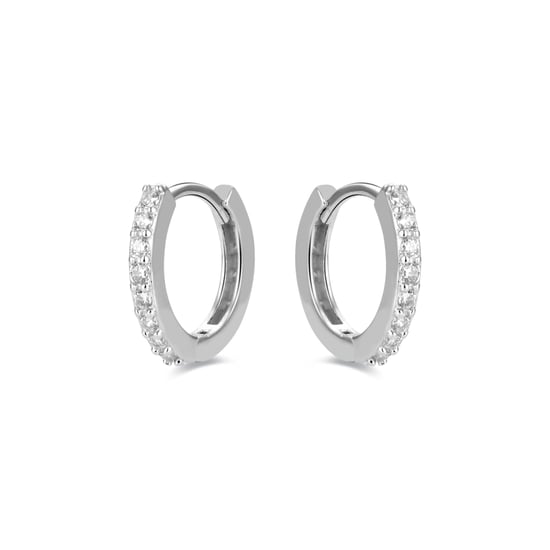 Luxenter Creolenring, 925er Sterling Silber Valarys und glänzende Zirkonia mit rhodinierter Oberfläche - Image 2