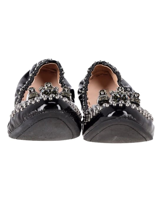 Miu Miu Embellished Ballerinas in Black Patent Leather