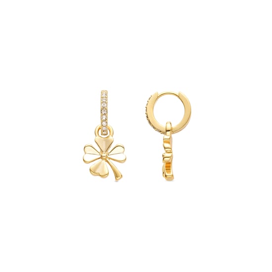 Earrings Luxenter Flower of Brilliant Zirconia,18 carat yellow gold finish