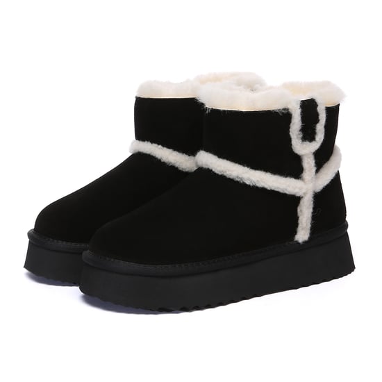 EVER AU Damen Leder Chic Plateau Kurzstiefel - Barren - Image 4