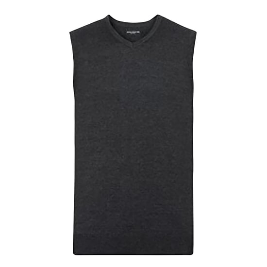 Russell Collection Herren V-Ausschnitt ärmellos gestrickt Pullover Top / Pullover (Charcoal Marl) - Image 1