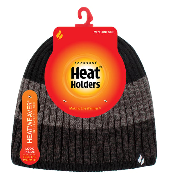 Herren Fleece gefüttert gestreifte Wintermütze | Wärmehalter | hohe Leistung weich isoliert Thermomütze - schwarz - Image 2