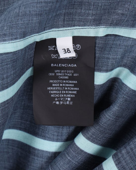 Balenciaga gestreiftes Hemd aus Polyester in Marineblau - Image 4